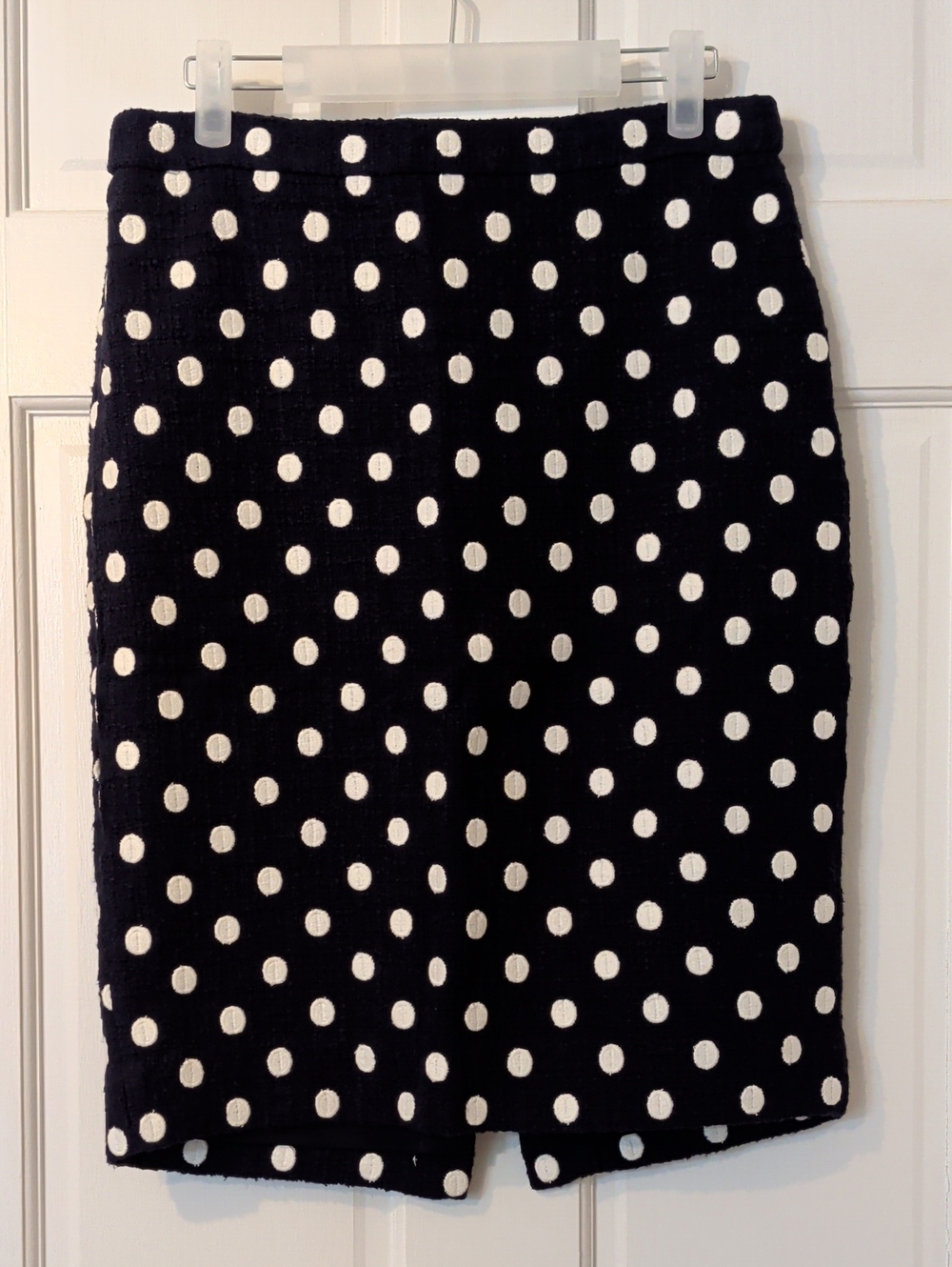Classic Navy & White Polka Dot Pencil Skirt